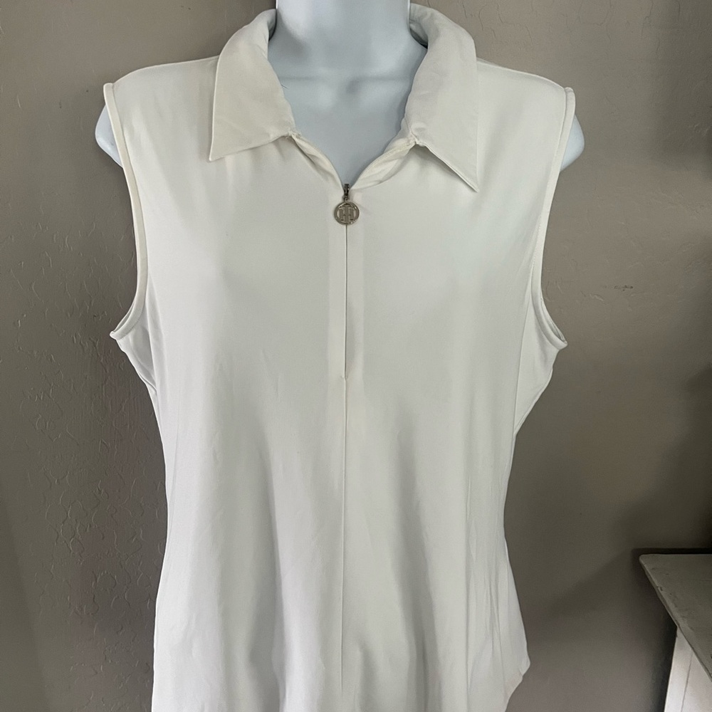 Collared Sleeveless Top with Zipper